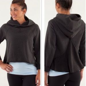 Lululemon Pull Me Over Heathered Black Hoodie Long Sleeve Sweatshirt Sweater 6